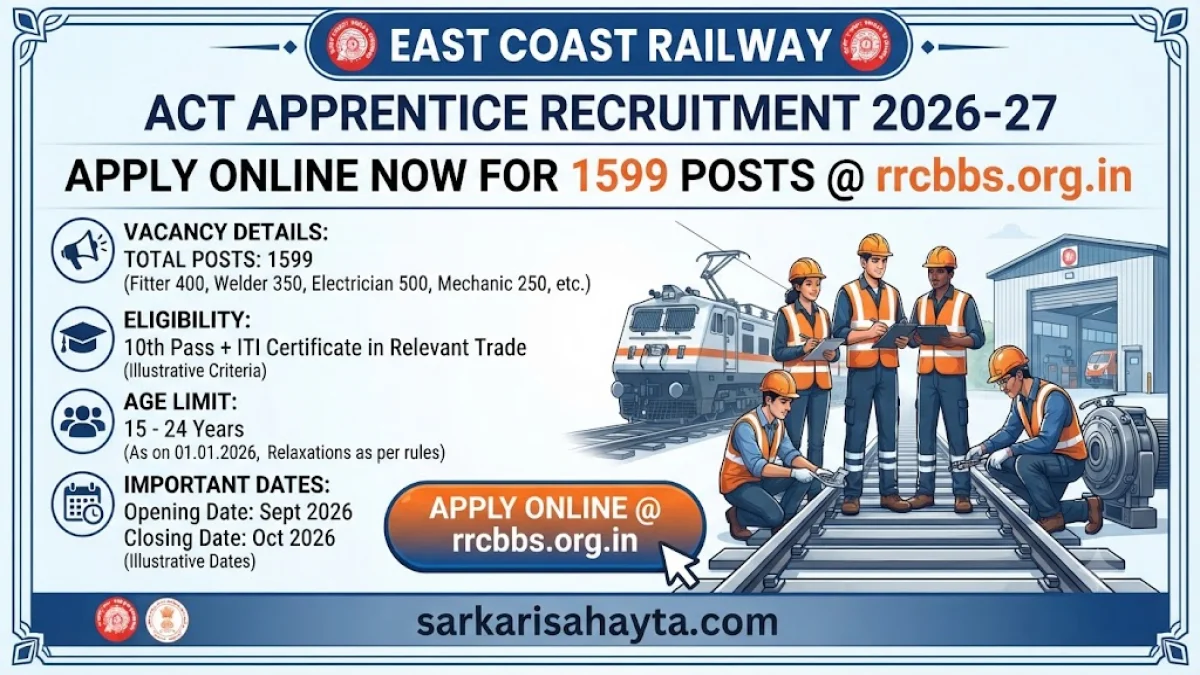 East Coast Railway Act Apprentice Recruitment 2026-27: Apply Online for 1599 Posts @ rrcbbs.org.in