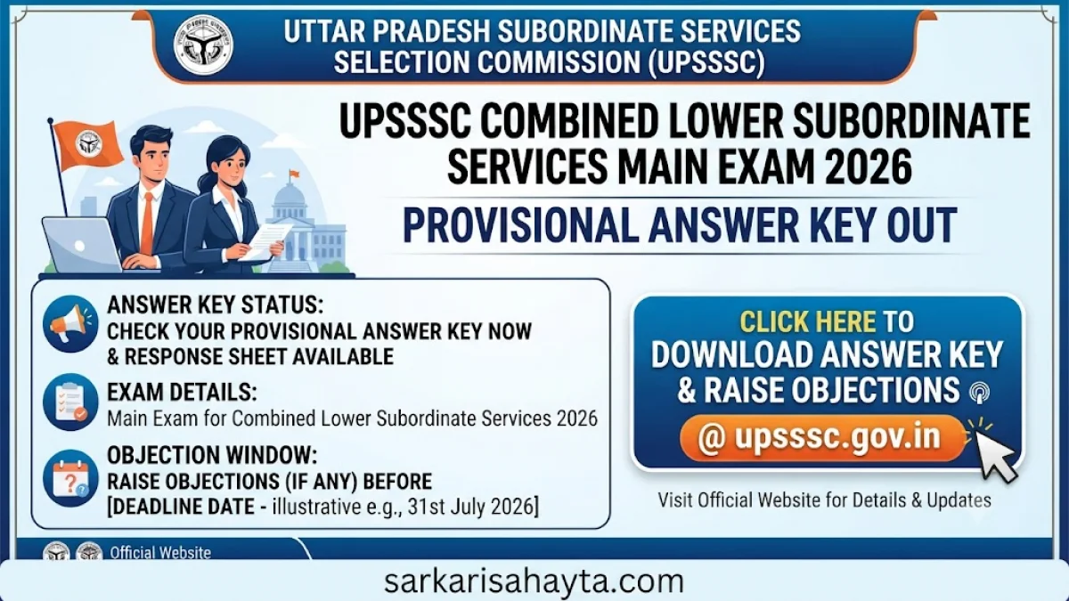 UPSSSC Combined Lower Subordinate Services Main Exam 2026 Provisional Answer Key Out