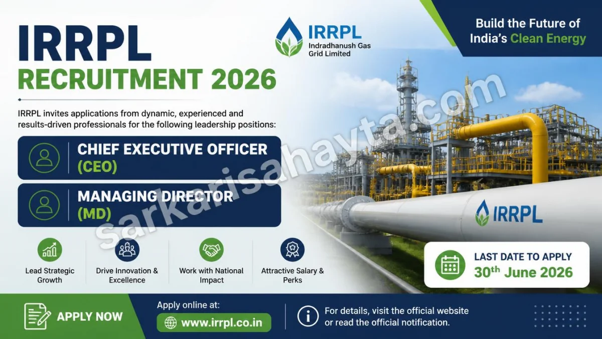 IRRPL Recruitment 2026: Apply for Chief Executive Officer and Managing Director Post