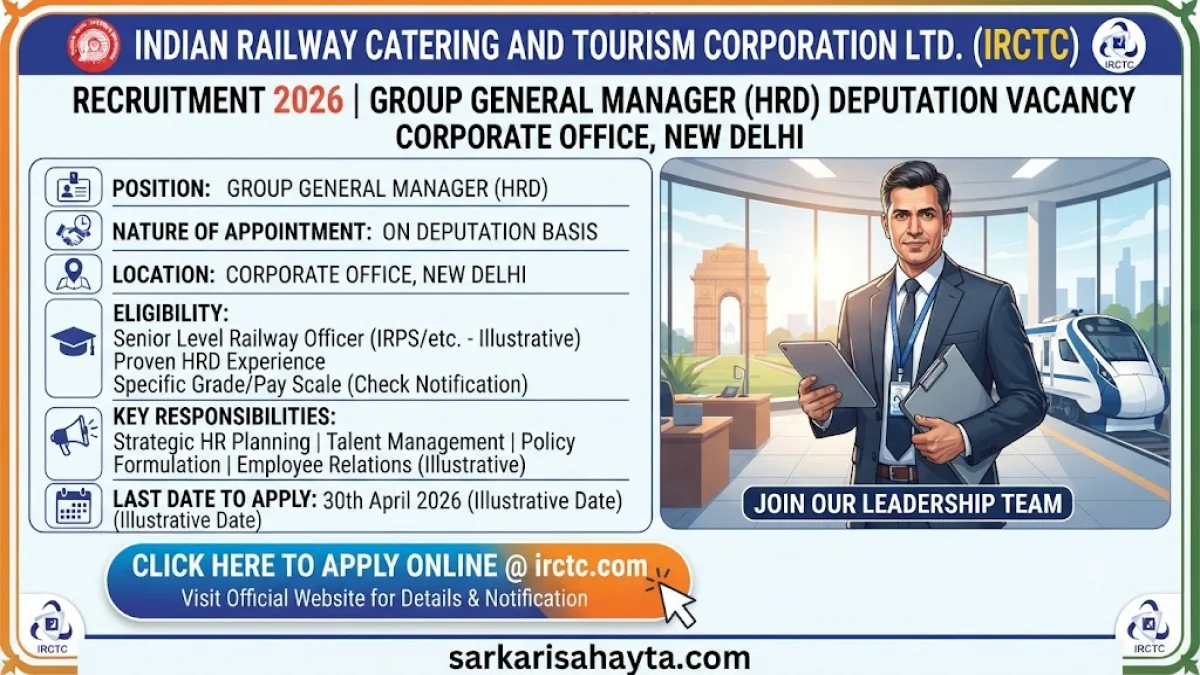IRCTC Recruitment 2026 – Group General Manager (HRD) Deputation Vacancy at Corporate Office New Delhi