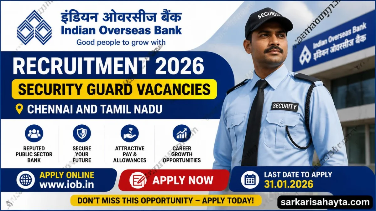 Indian Overseas Bank Recruitment 2026 – Apply Online for Security Guard Vacancies in Chennai and Tamil Nadu