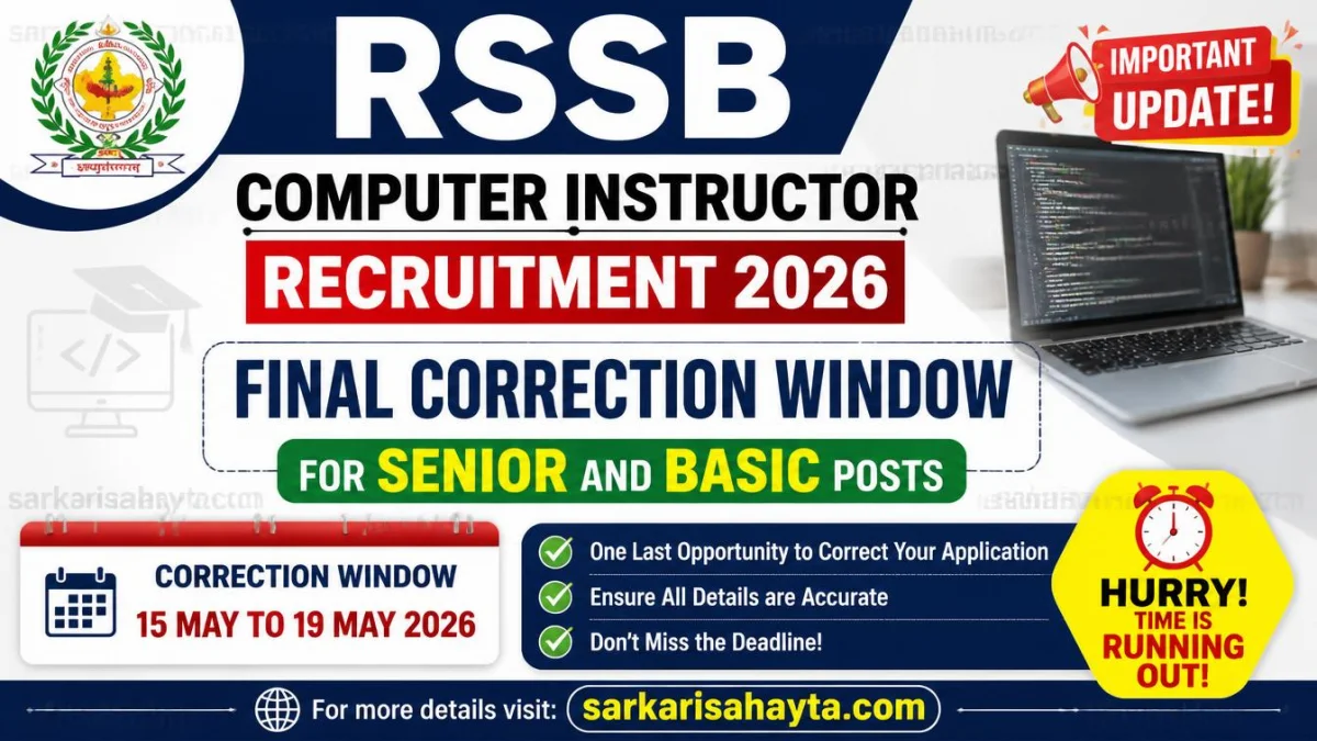 RSSB Computer Instructor Recruitment 2026 – Final Correction Window for Senior and Basic Posts