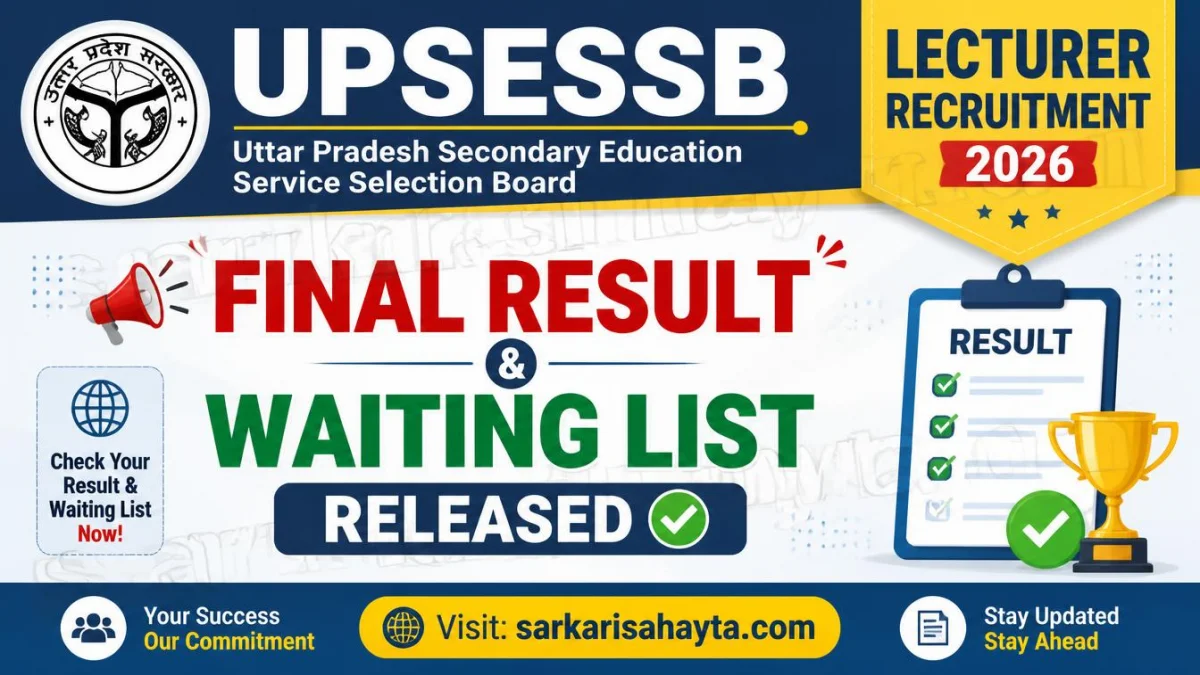 UPSESSB Lecturer Recruitment 2026 – Final Result & Waiting List Released