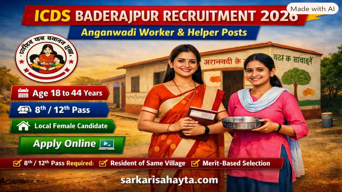 ICDS Baderajpur Recruitment 2026 – Apply Online for Anganwadi Worker & Helper Posts