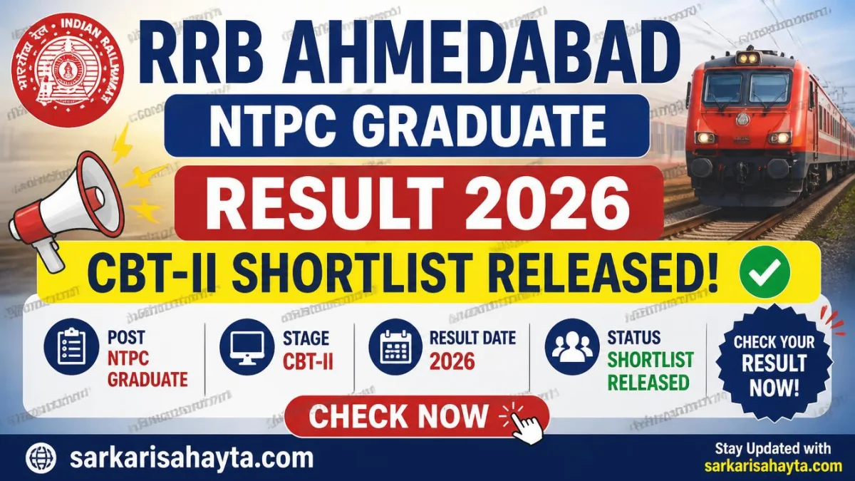 RRB Ahmedabad NTPC Graduate Result 2026 – CBT‑II Shortlist Released