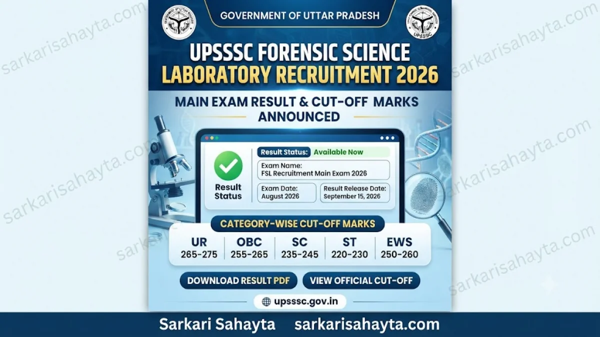 UPSSSC Forensic Science Laboratory Recruitment 2026 – Main Exam Result & Cut‑Off Marks