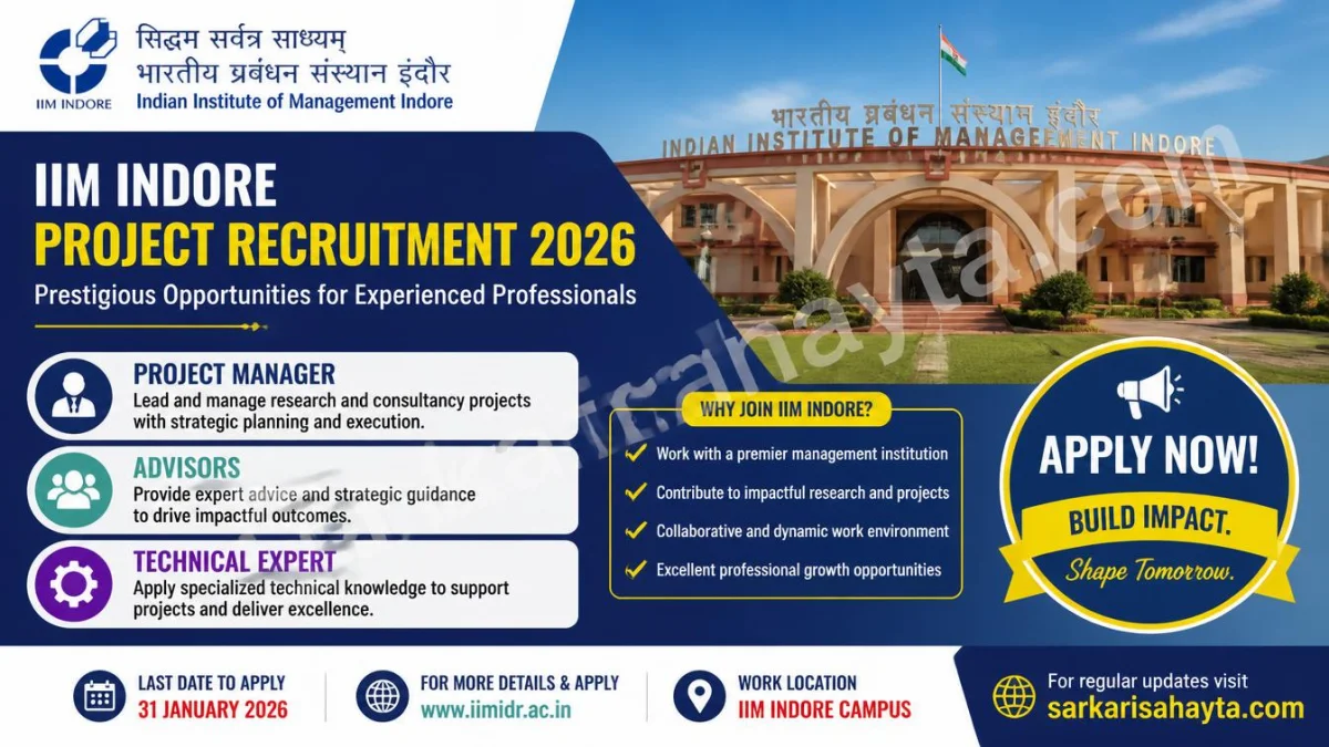 IIM Indore Project Recruitment 2026 – Project Manager, Advisors, and Technical Expert Positions