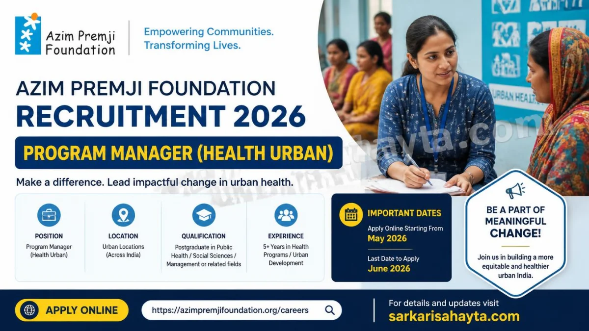 Azim Premji Foundation Recruitment 2026 – Program Manager (Health Urban), Apply Online