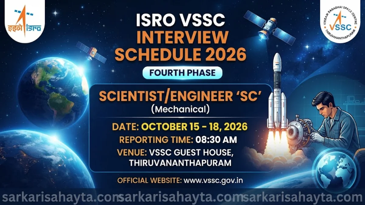 ISRO VSSC Interview Schedule 2026: Fourth Phase for Scientist/Engineer ‘SC’ (Mechanical)