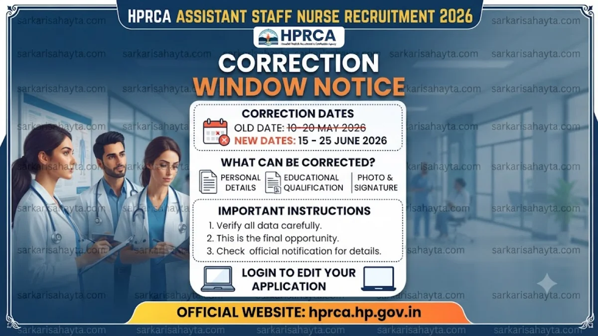 HPRCA Assistant Staff Nurse Recruitment 2026: Correction Window Notice
