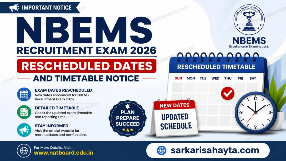 NBEMS Recruitment Exam 2026: Rescheduled Dates and Timetable Notice