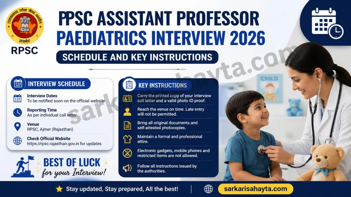 RPSC Assistant Professor Paediatrics Interview 2026: Schedule and Key Instructions