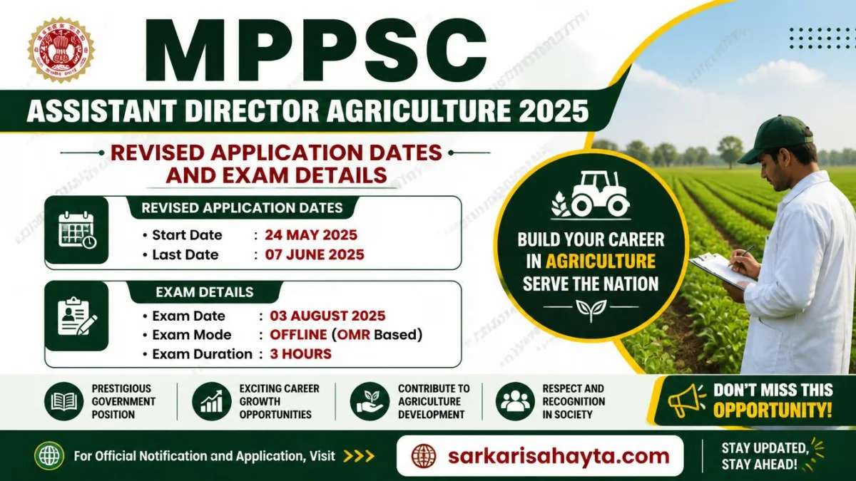 MPPSC Assistant Director Agriculture 2025: Revised Application Dates and Exam Details