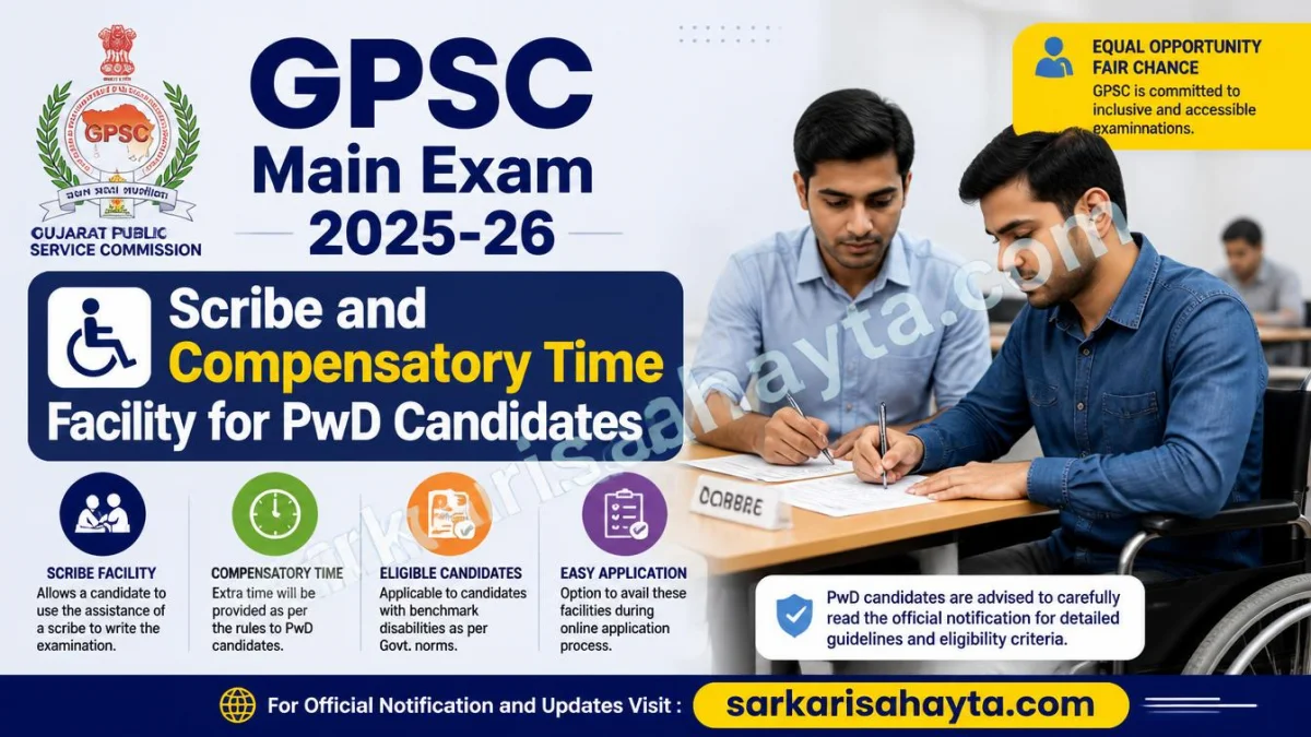 GPSC Main Exam 2025-26: Scribe and Compensatory Time Facility for PwD Candidates