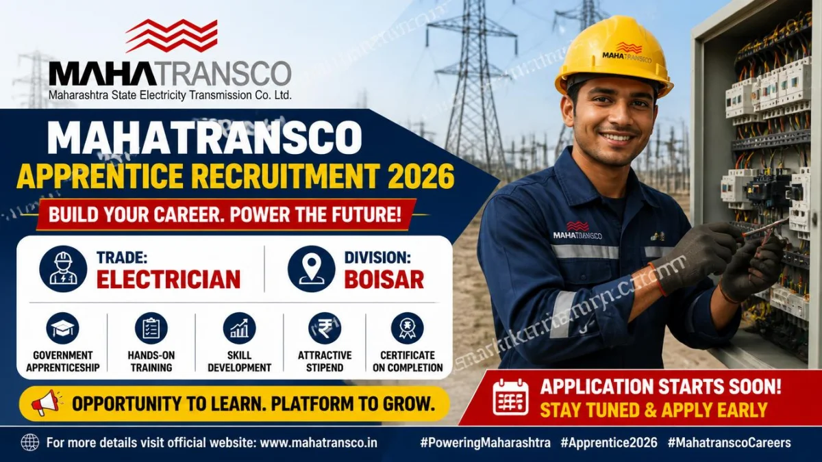 Mahatransco Apprentice Recruitment 2026: Electrician Trade Vacancies in Boisar Division