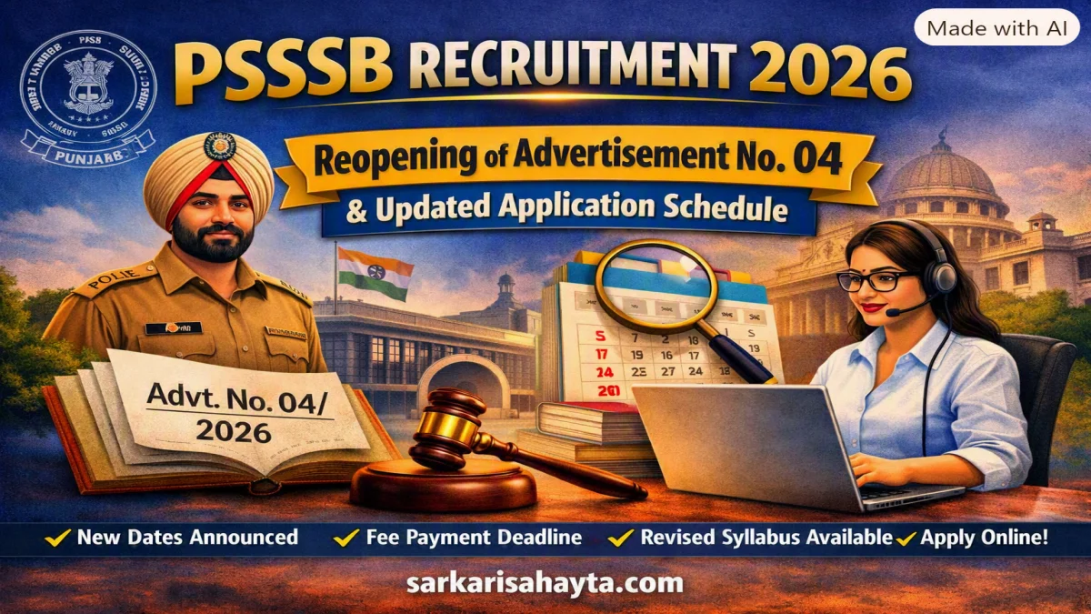 PSSSB Recruitment 2026: Reopening of Advertisement No. 04 and Updated Application Schedule