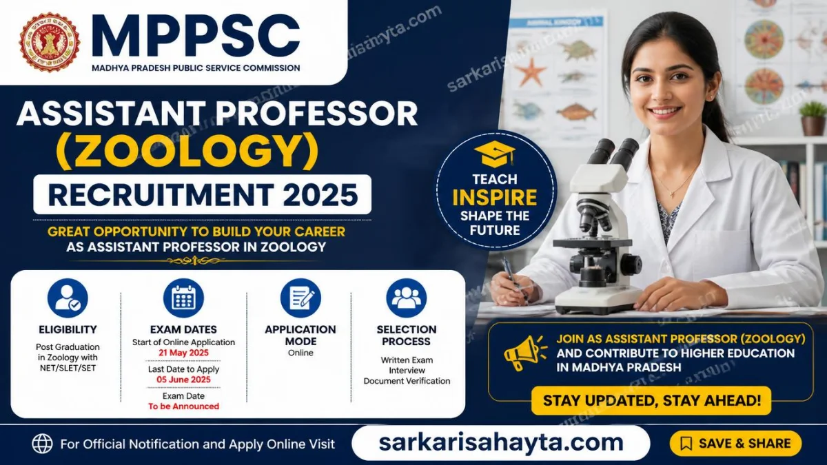 MPPSC Assistant Professor (Zoology) Recruitment 2025 – Eligibility, Exam Dates & Application Details