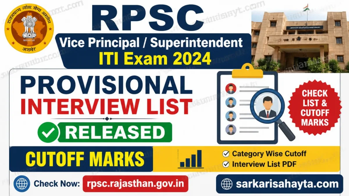 RPSC Vice Principal/Superintendent ITI Exam 2024 – Provisional Interview List & Cutoff Marks