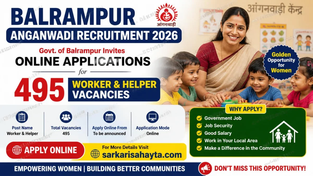 Balrampur Anganwadi Recruitment 2026 – Apply Online for 495 Worker & Helper Vacancies