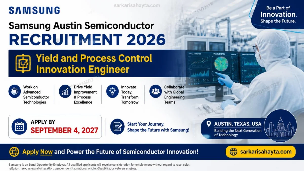 Samsung Austin Semiconductor Recruitment 2026 – Yield and Process Control Innovation Engineer (Apply by September 4, 2027)