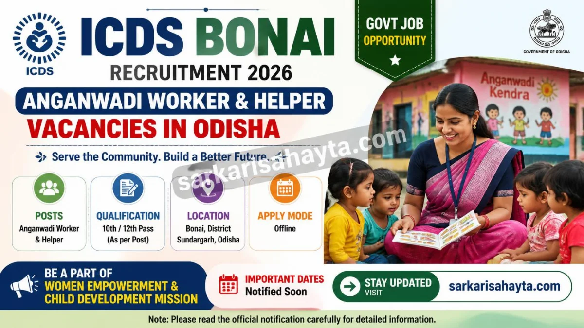 ICDS Bonai Recruitment 2026 – Anganwadi Worker & Helper Vacancies in Odisha