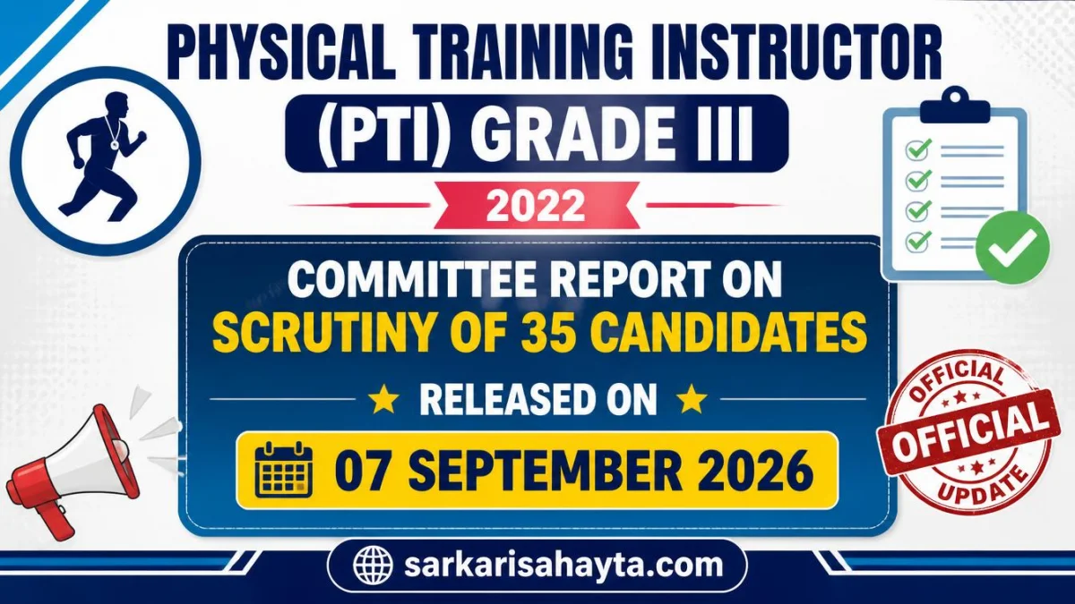 Physical Training Instructor (PTI) Grade III 2022 – Committee Report on Scrutiny of 35 Candidates Released on 07 September 2026