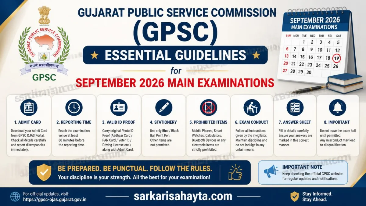 📢 Gujarat Public Service Commission (GPSC) – Essential Guidelines for September 2026 Main Examinations