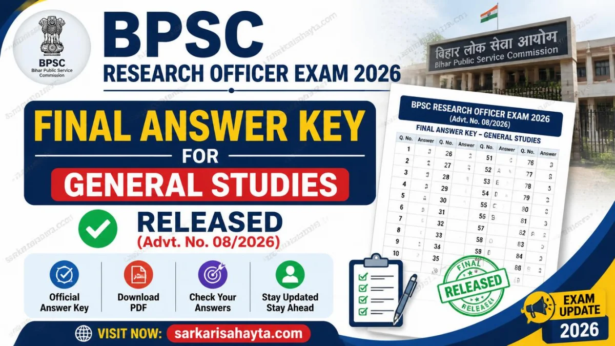 📢 BPSC Research Officer Exam 2026 – Final Answer Key for General Studies Released (Advt. No. 08/2026)