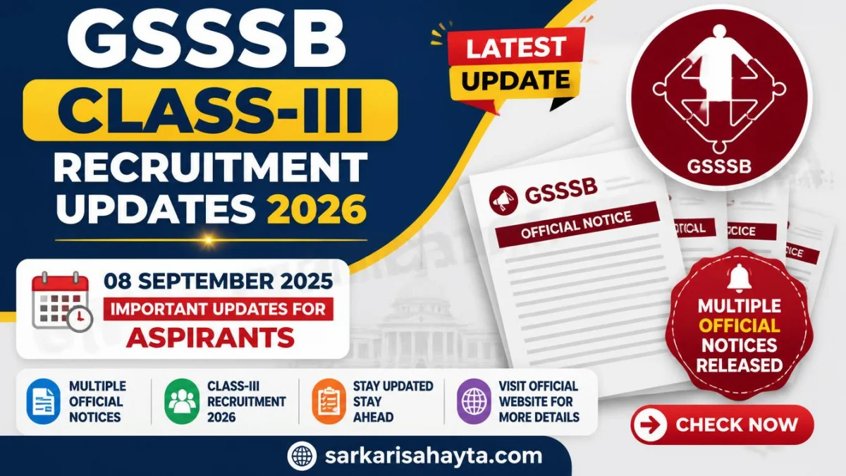 📢 GSSSB Class-III Recruitment Updates 2026 – Multiple Official Notices Released on 08 September