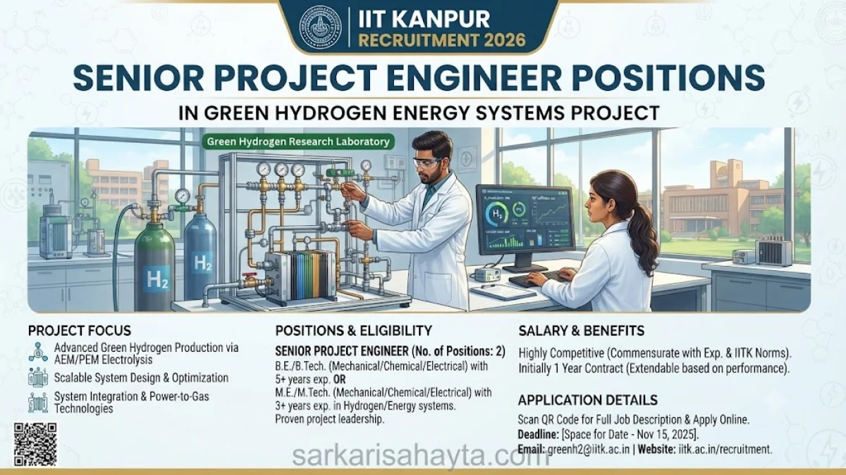 📢 IIT Kanpur Recruitment 2026 – Senior Project Engineer Positions in Green Hydrogen Energy Systems