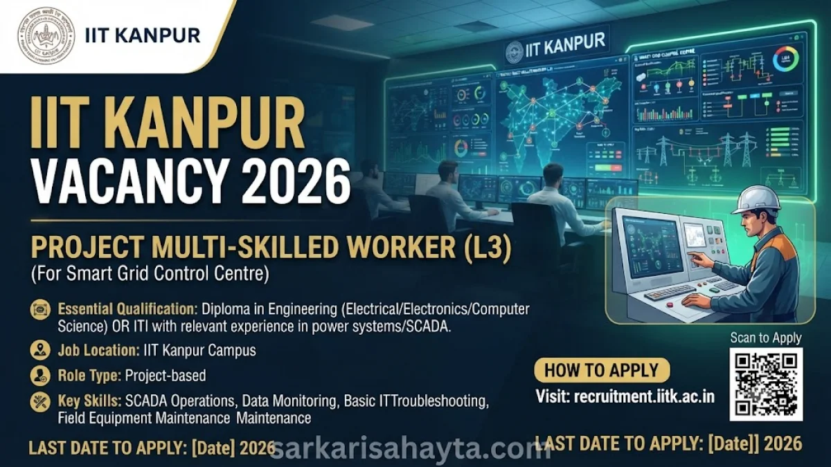 📢 IIT Kanpur Vacancy 2026 For Project Multi‑Skilled Worker (L3) in Smart Grid Control Centre