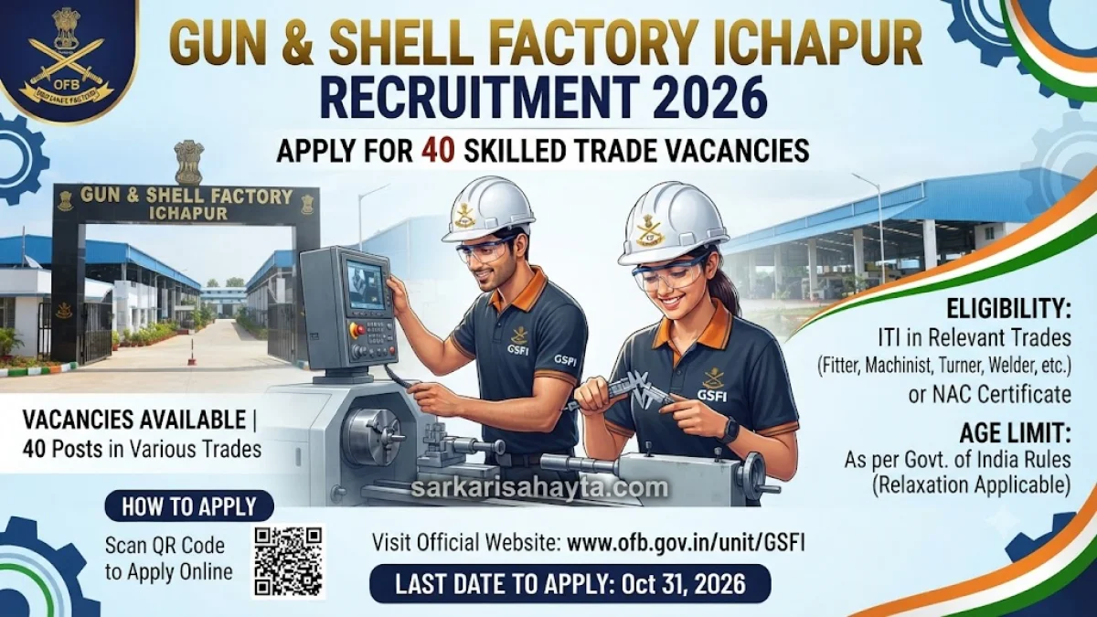 GSF Ichapur Contractual Technical Posts Recruitment 2026 – Apply for 40 Skilled Trade Vacancies