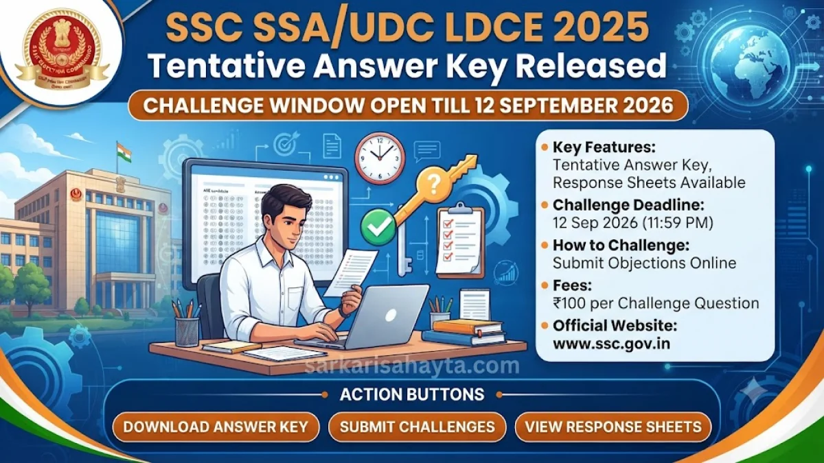 SSC SSA/UDC LDCE 2025 Tentative Answer Key Released – Challenge Window Open till 12 September 2026