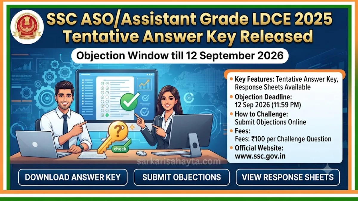 SSC ASO/Assistant Grade LDCE 2025 Tentative Answer Key Released – Objection Window till 12 September 2026