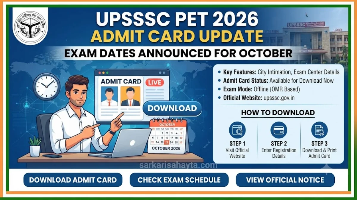 UPSSSC PET 2026 Admit Card Update – Exam Dates Announced for October