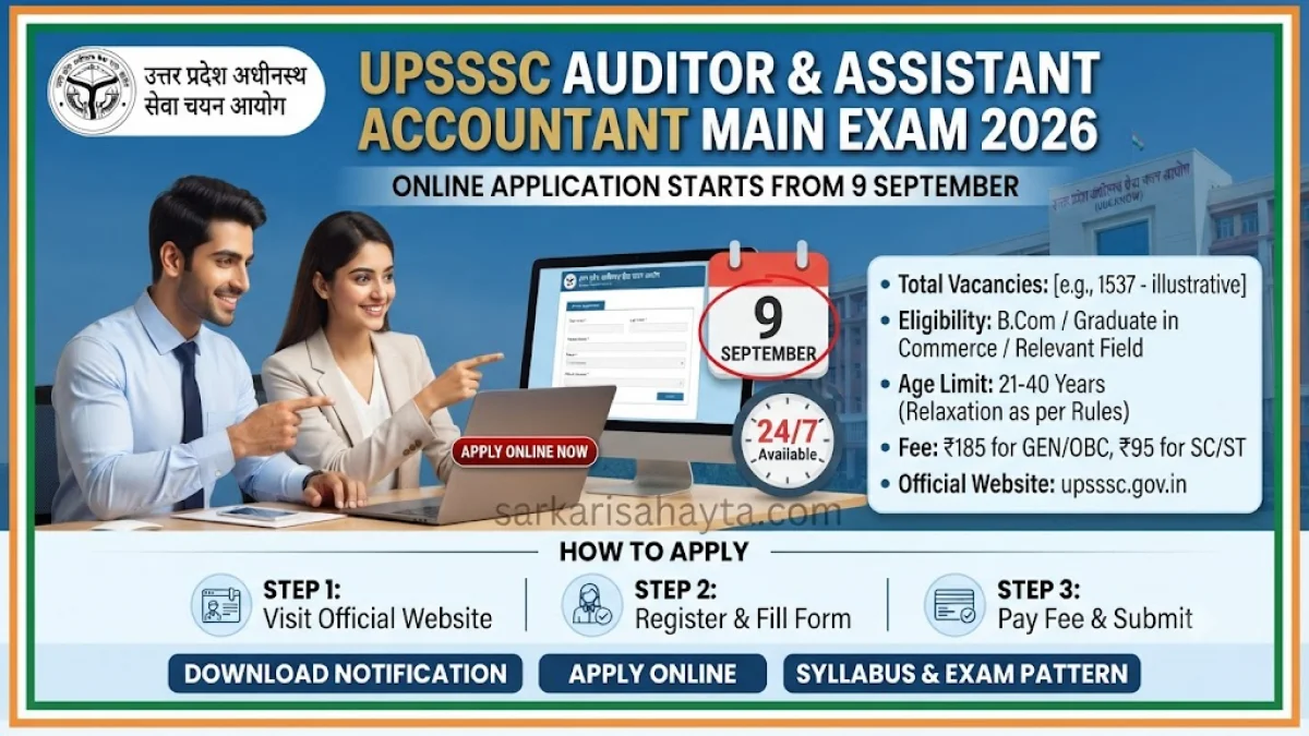 UPSSSC Auditor & Assistant Accountant Main Exam 2026 – Online Application Starts from 9 September