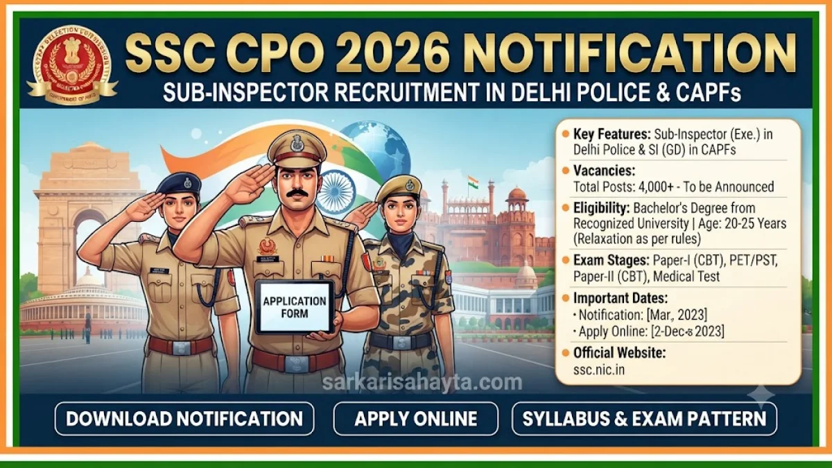 SSC CPO 2026 Notification – Sub-Inspector Recruitment in Delhi Police & CAPFs, Vacancies, Eligibility & Exam Details