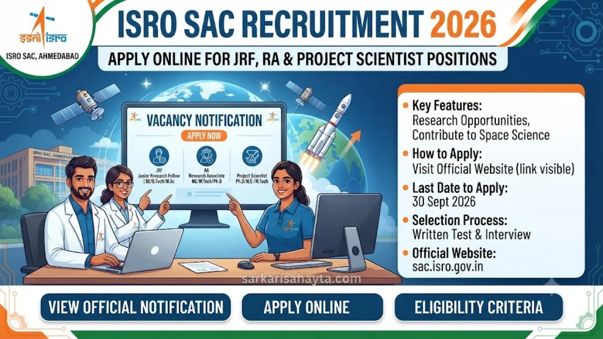 ISRO SAC Recruitment 2026 – Apply Online for JRF, RA & Project Scientist Positions