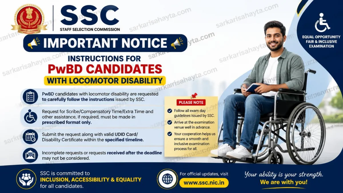 📢 SSC Important Notice – Instructions for PwBD Candidates with Locomotor Disability
