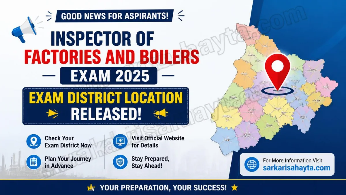 Exam District Location Released for Inspector of Factories and Boilers 2025