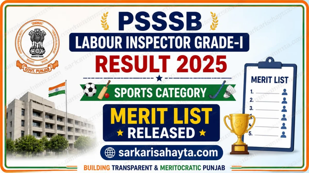 PSSSB Labour Inspector Grade-I Result 2025 – Sports Category Merit List Released