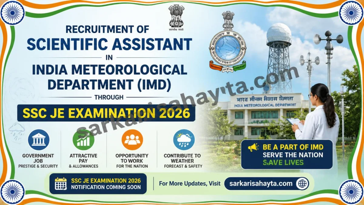 Recruitment of Scientific Assistant in India Meteorological Department (IMD) through SSC JE Examination 2026