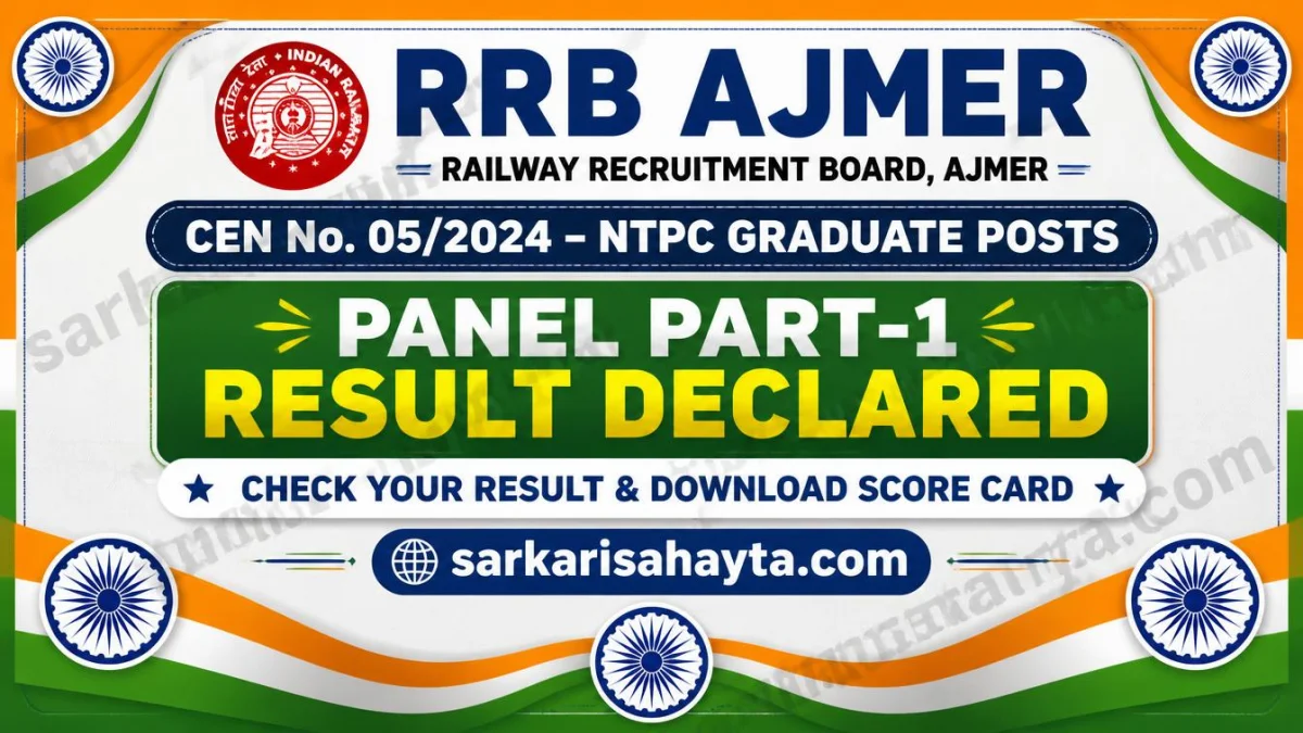 RRB Ajmer CEN No. 05/2024 – NTPC Graduate Posts Panel Part-1 Result