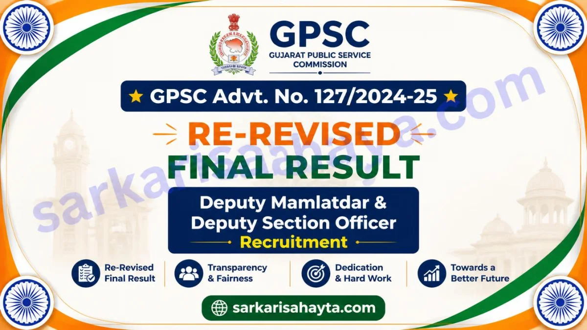 GPSC Advt. No. 127/2024-25 – Re-Revised Final Result for Deputy Mamlatdar & Deputy Section Officer Recruitment