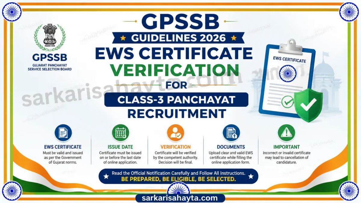 GPSSB Guidelines 2026 – EWS Certificate Verification for Class-3 Panchayat Recruitment