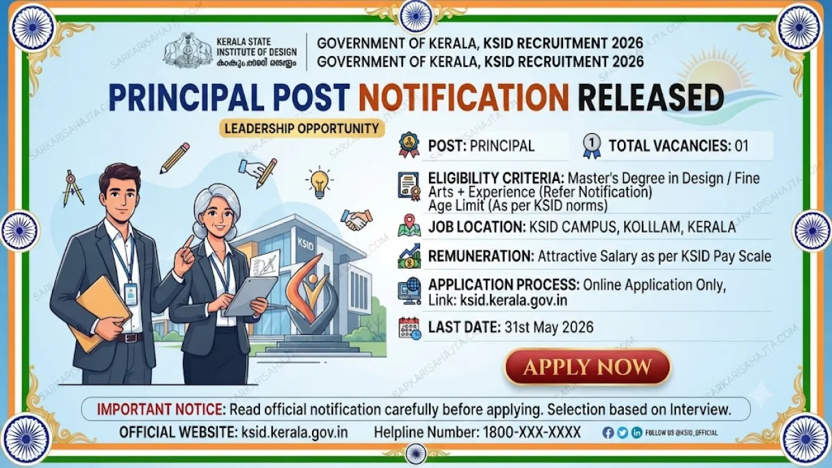 🎨 Kerala State Institute of Design (KSID) Recruitment 2026 – Principal Post Notification Released