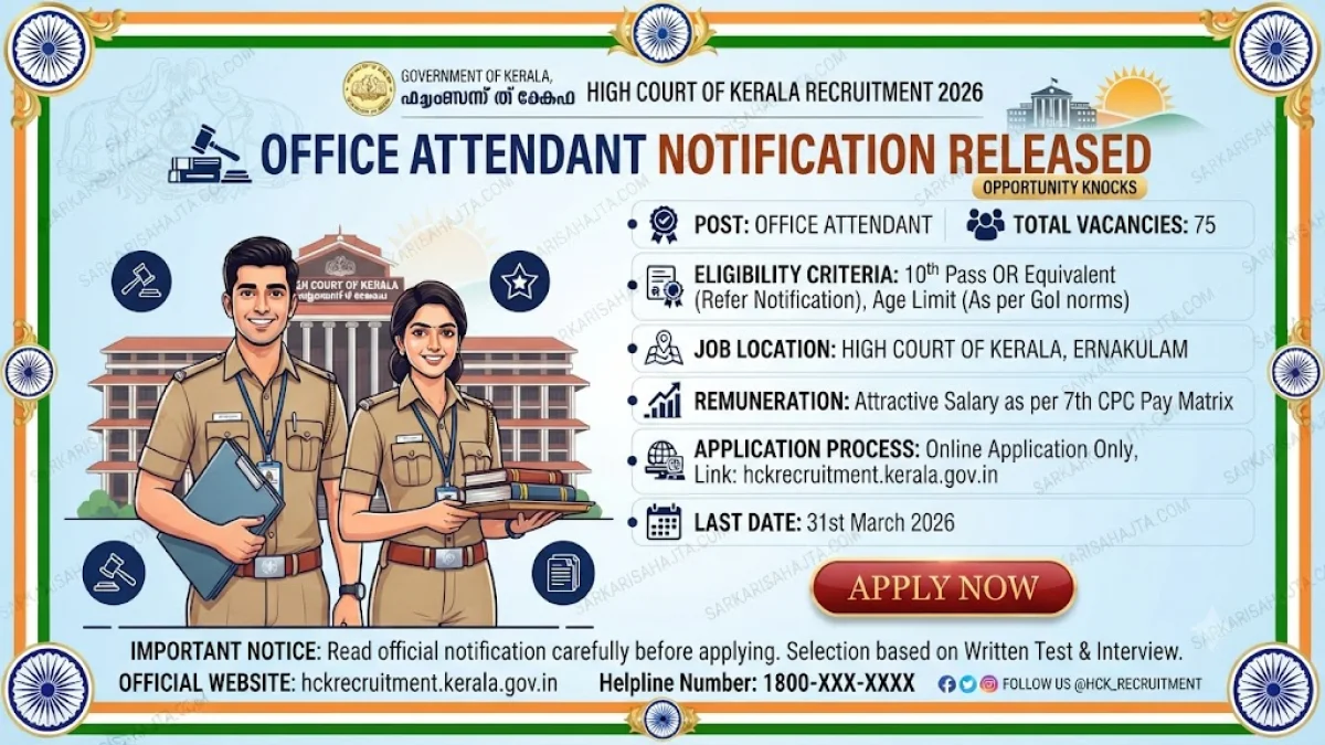 ⚖️ High Court of Kerala Recruitment 2026 – Office Attendant Notification Released
