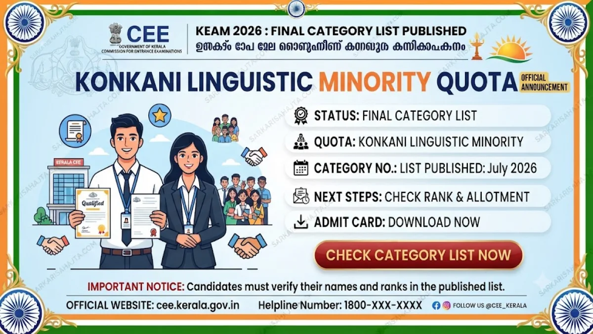 📢 KEAM 2026 – Final Category List Published for Konkani Linguistic Minority Quota
