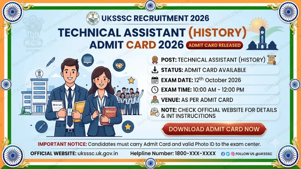 📜 UKSSSC Technical Assistant (History) Admit Card 2026 Released – Download Now
