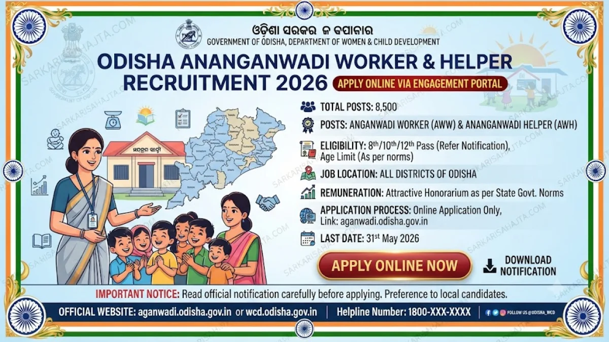 👩‍👧 Odisha Anganwadi Worker & Helper Recruitment 2026 – Apply Online via Engagement Portal